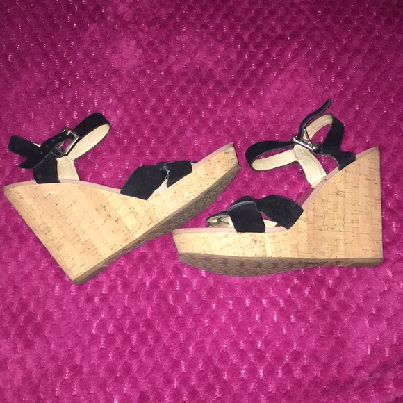 Michael Kors Shoes - MIchael Kors Black suede & cork wedges